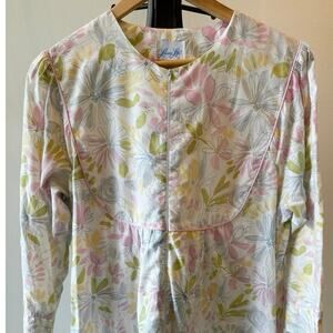 Vintage House Dress Robe Housecoat Pastel Floral Zip Leisure Life Size Medium